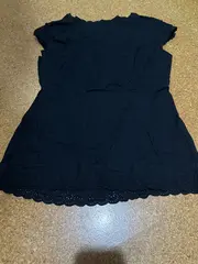 Vorschaubild 2 von Damen Bluse Gr. 38 Schwarz Baumwolle Spitze Lochstickerei