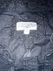 Vorschaubild 6 von Damen Bluse Gr. 38 Schwarz Baumwolle Spitze Lochstickerei