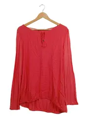 Vorschaubild 1 von Damen Langarmshirt Gr. 42/XL Rot Viskose Quaste Feminin