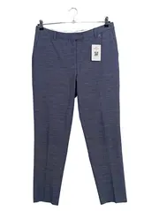Vorschaubild 1 von Damen Stoffhose Blau Meliert Business Gr. 42 L30 Polyester Viskose Leinen