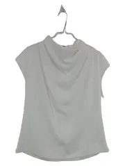 Vorschaubild 1 von Damen Bluse Gr. 36 Weiß Elegant Wasserfallkragen Ärmellos