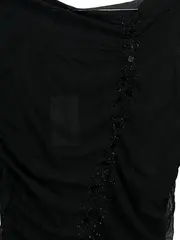 Vorschaubild 2 von Selection Mesh Shirt Langarm Gr. 40 L Schwarz Perlen Raffung Elegant