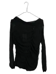 Vorschaubild 1 von Selection Mesh Shirt Langarm Gr. 40 L Schwarz Perlen Raffung Elegant