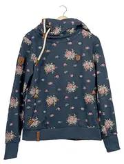 Vorschaubild 1 von Damen Hoodie Kapuzenpullover Blumenmuster Blau Gr. L