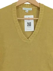 Vorschaubild 3 von Mädchen Pullover Kurzarm Strick Gr. 138 Gelb Baumwolle V-Ausschnitt