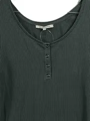 Vorschaubild 3 von Damen Langarmshirt Henley Gr. 40/L Grün Rippstrick Viskose Casual