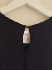 Vorschaubild 3 von Damen T-Shirt Gr. 40/42 Schwarz Rüschenärmel Raffung Baumwolle