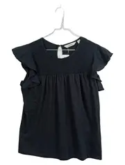 Vorschaubild 1 von Damen T-Shirt Gr. 40/42 Schwarz Rüschenärmel Raffung Baumwolle