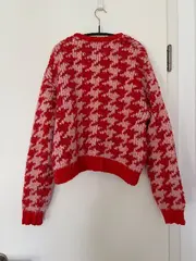 Vorschaubild 2 von Strickjacke Damen Gr. 36/S Rot Rosa Hahnentritt Cropped