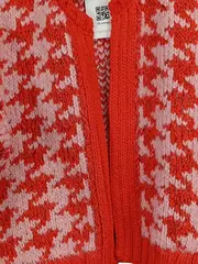 Vorschaubild 3 von Strickjacke Damen Gr. 36/S Rot Rosa Hahnentritt Cropped