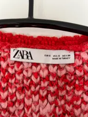 Vorschaubild 4 von Strickjacke Damen Gr. 36/S Rot Rosa Hahnentritt Cropped