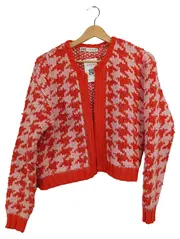 Vorschaubild 1 von Strickjacke Damen Gr. 36/S Rot Rosa Hahnentritt Cropped