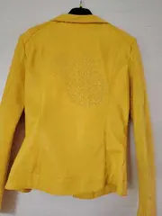 Vorschaubild 2 von Damen Lederjacke Bikerjacke Gelb Gr. 38 Kunstleder Urban