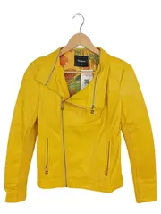 Vorschaubild 1 von Damen Lederjacke Bikerjacke Gelb Gr. 38 Kunstleder Urban