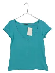 Vorschaubild 1 von Damen T-Shirt Baumwolle Uni Türkis Gr. M