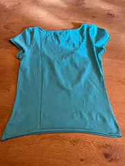 Vorschaubild 2 von Damen T-Shirt Baumwolle Uni Türkis Gr. M