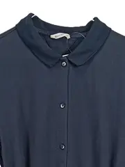 Vorschaubild 2 von Damen Blusenkleid Gr. 38 Blau Baumwolle Bindegürtel