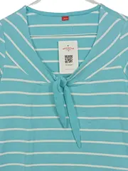 Vorschaubild 3 von Damen T-Shirt Gr. 34/XS Türkis Gestreift Schleife Maritim