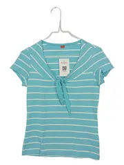 Vorschaubild 1 von Damen T-Shirt Gr. 34/XS Türkis Gestreift Schleife Maritim