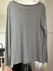 Vorschaubild 4 von Damen Langarmshirt Gr. 46 Grau Meliert Applikation Casual Basic Shirt