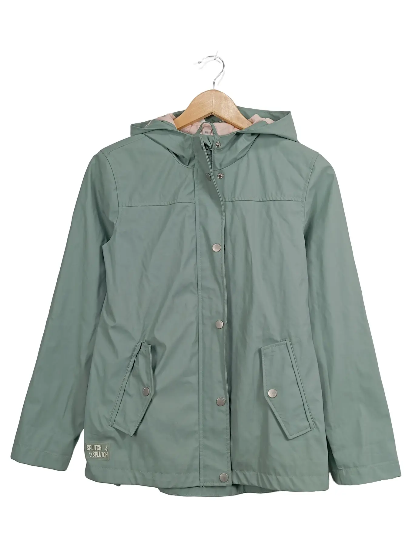 POCOPIANO Regenjacke Kinder Mädchen Gr. 158 Grün Kapuze Polyester Outdoor