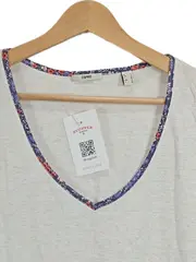 Vorschaubild 3 von Damen T-Shirt Gr. 36/S Beige Meliert V-Ausschnitt Lyocell