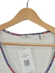 Vorschaubild 2 von Damen T-Shirt Gr. 36/S Beige Meliert V-Ausschnitt Lyocell