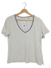 Vorschaubild 1 von Damen T-Shirt Gr. 36/S Beige Meliert V-Ausschnitt Lyocell