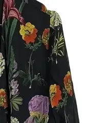 Vorschaubild 4 von Woman Bluse Kimono Blumenmuster Schwarz Gr. 52/4XL Viskose