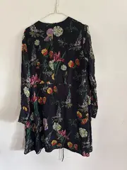 Vorschaubild 2 von Woman Bluse Kimono Blumenmuster Schwarz Gr. 52/4XL Viskose