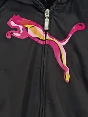 Vorschaubild 2 von Kinder Trainingsjacke Kapuze Logo-Print Polyester Schwarz Gr. 164