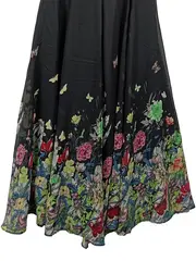 Vorschaubild 4 von Damen A-Linien Kleid Blumenmuster Ärmellos Schwarz Gr. S 36