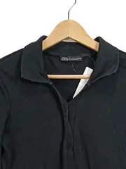 Vorschaubild 2 von Damen Strickkleid Schwarz Rippstrick Polokragen Gr. L/42