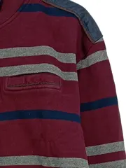 Vorschaubild 4 von Herren Pullover XL Troyer Bordeaux Gestreift Baumwolle Stehkragen