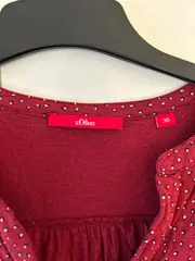 Vorschaubild 5 von Damen Bluse Gr. 36 Rot Gepunktet Langarm V-Ausschnitt