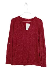 Vorschaubild 1 von Damen Bluse Gr. 36 Rot Gepunktet Langarm V-Ausschnitt