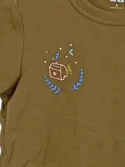 Vorschaubild 3 von U Damen T-Shirt Gr. S Oliv Stickerei Schatztruhe Baumwolle