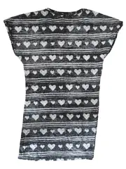 Vorschaubild 4 von Basic Damen T-Shirt Kleid Gr. S/36 Grau Herzmuster Casual