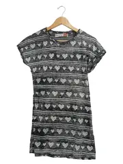 Vorschaubild 1 von Basic Damen T-Shirt Kleid Gr. S/36 Grau Herzmuster Casual