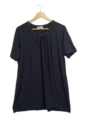 Vorschaubild 1 von T-Shirt Damen Kurzarm Viskose Strass Elegant Schwarz 46 3XL