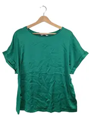 Vorschaubild 1 von Damen Bluse Kurzarm Uni Grün Viskose Gr. 40 M Alltag Casual