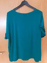 Vorschaubild 2 von Damen Bluse Kurzarm Uni Grün Viskose Gr. 40 M Alltag Casual