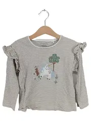 Vorschaubild 1 von Mädchen Langarmshirt Gr. 110 Einhorn Rüschen Stickerei Applikationen Beige