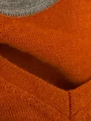 Vorschaubild 3 von Herren Pullover Gr. 52/XL Orange 100% Wolle V-Ausschnitt Strick