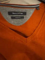 Vorschaubild 2 von Herren Pullover Gr. 52/XL Orange 100% Wolle V-Ausschnitt Strick