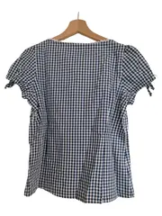 Vorschaubild 2 von Damen Karo Bluse Kurzarm Blau Gr. 36-38 Trachtenstil