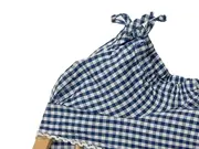 Vorschaubild 6 von Damen Karo Bluse Kurzarm Blau Gr. 36-38 Trachtenstil
