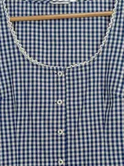 Vorschaubild 4 von Damen Karo Bluse Kurzarm Blau Gr. 36-38 Trachtenstil