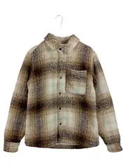 Vorschaubild 1 von Sweatjacke Herren L Beige Kariert Overshirt Freizeit Polyester Knopf