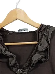 Vorschaubild 2 von TAIFUN Damen Strickjacke Gr. L Braun Rüschenkragen Reißverschluss